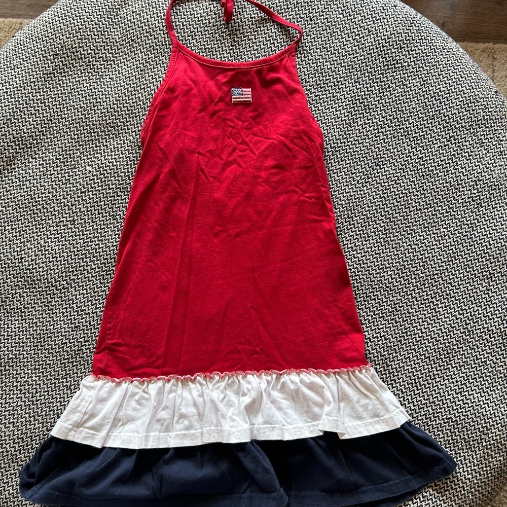 Red and White Ruffle 4th of July Patriotic American Hem Dress